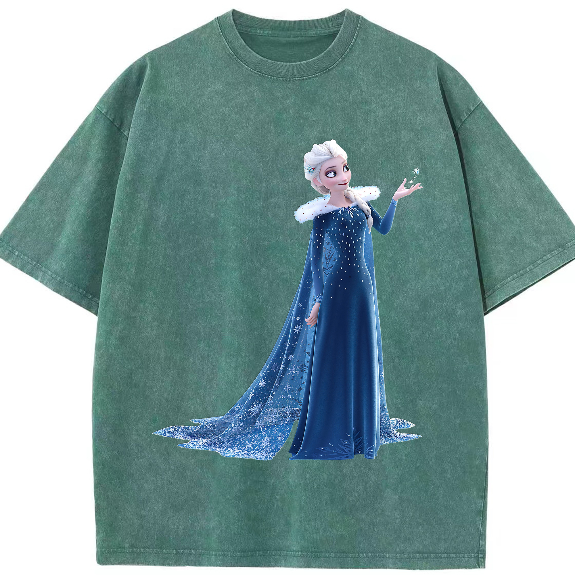 （画像用） アナと雪の女王 アンナ エルサ Frozen Anna Elsa 綿100% ヴィンテージ風 半袖Tシャツ（フロントプリント）
